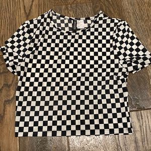 Cute mesh, checkered, black and white top from H&M